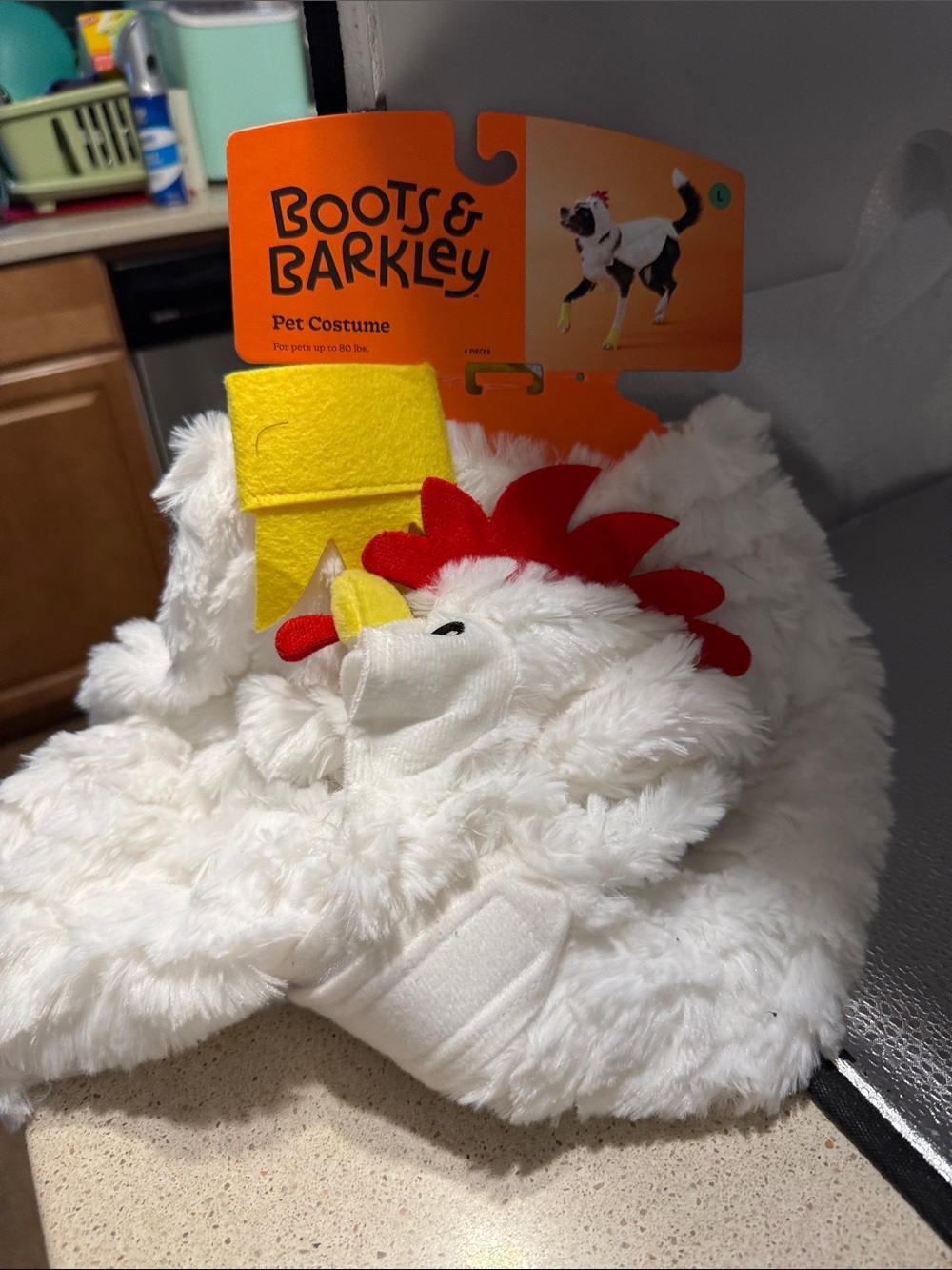 Boots & Barkley White Plush Rooster Large Dog Costume